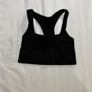 Ribbed Black Racerback Sports Bra